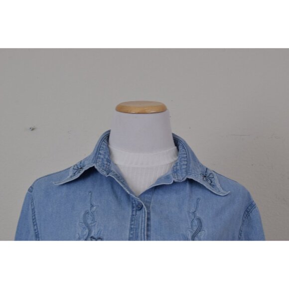 Worrnn Vintage 90s Blue Denim Shirt Shacket | size L - Picture 10 of 10
